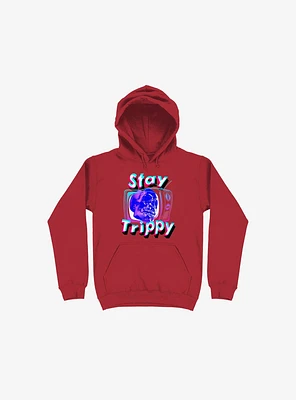 Stay Trippy Cute Retro Aesthetic Universal Vibe Skull Red Hoodie