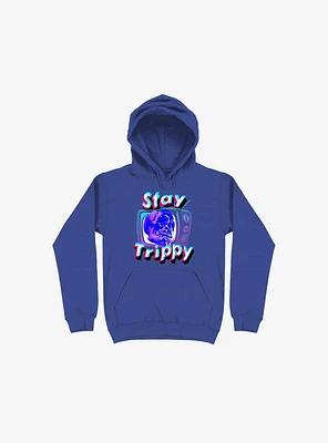 Stay Trippy Cute Retro Aesthetic Universal Vibe Skull Royal Blue Hoodie