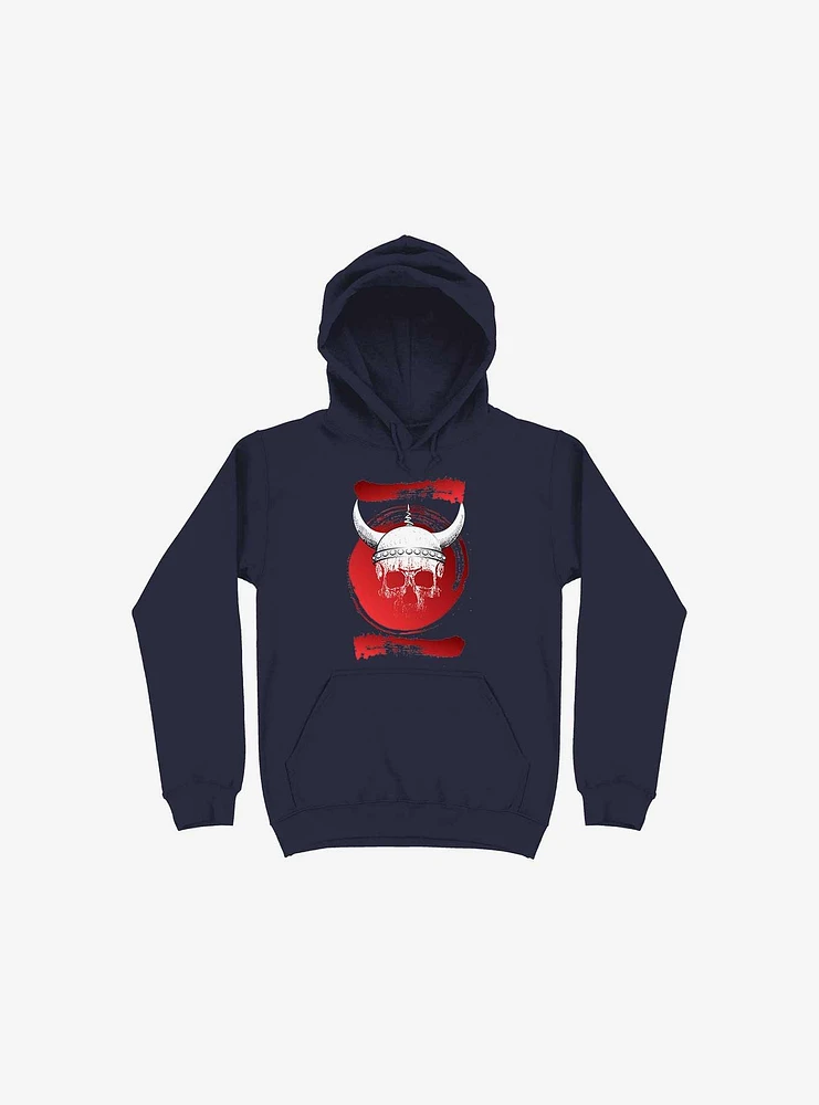 White Trippy Viking Helmet Smears Navy Blue Hoodie