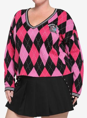 Monster High Argyle Skimmer Girls Sweater Plus
