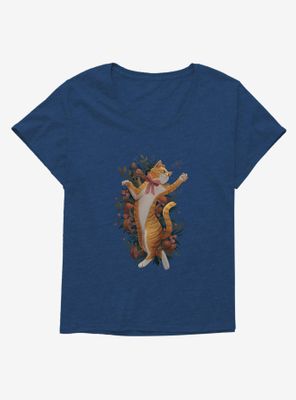 Cottagecore Nature Cat Womens T-Shirt Plus