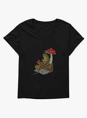 Cottagecore Froggy Tea Time Foggy Girls T-Shirt Plus