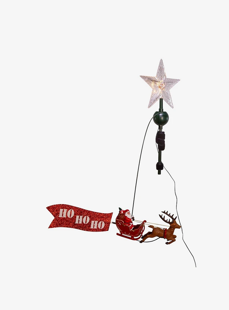 LED Star Tree Topper With Rotating Santa
