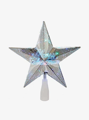 Light Merry Christmas Silver Star Tree Topper