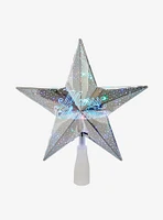 Light Merry Christmas Silver Star Tree Topper