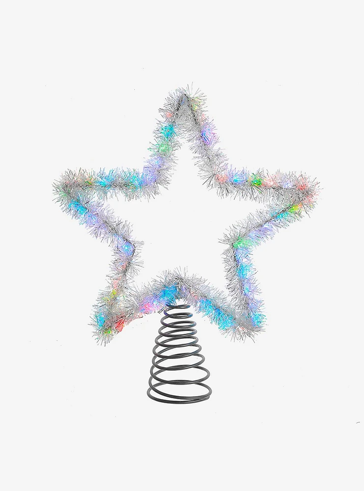 Tinsel Star Tree Topper With RGB LED Lights