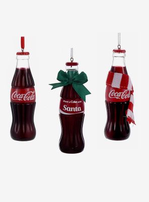 Coca Cola Bottle Blow Mold Ornaments 3 Pc Set