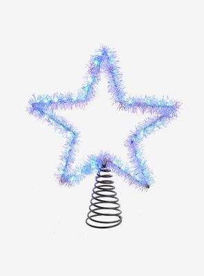 Tinsel Star Tree Topper With Cool White Led Lights