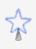 Tinsel Star Tree Topper With Cool White Led Lights