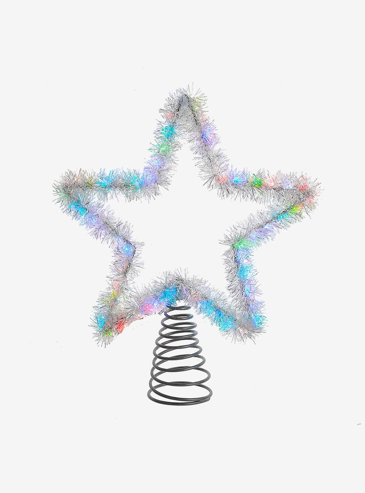 Tinsel Star Tree Topper With Rgb Led Lights