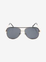 Black & Gold Oversized Aviator Sunglasses