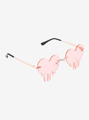 Pastel Pink Heart Drip Sunglasses