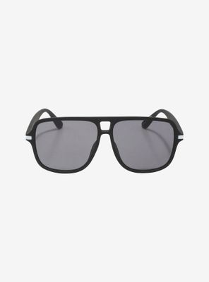 Black & White Stripe Aviator Sunglasses
