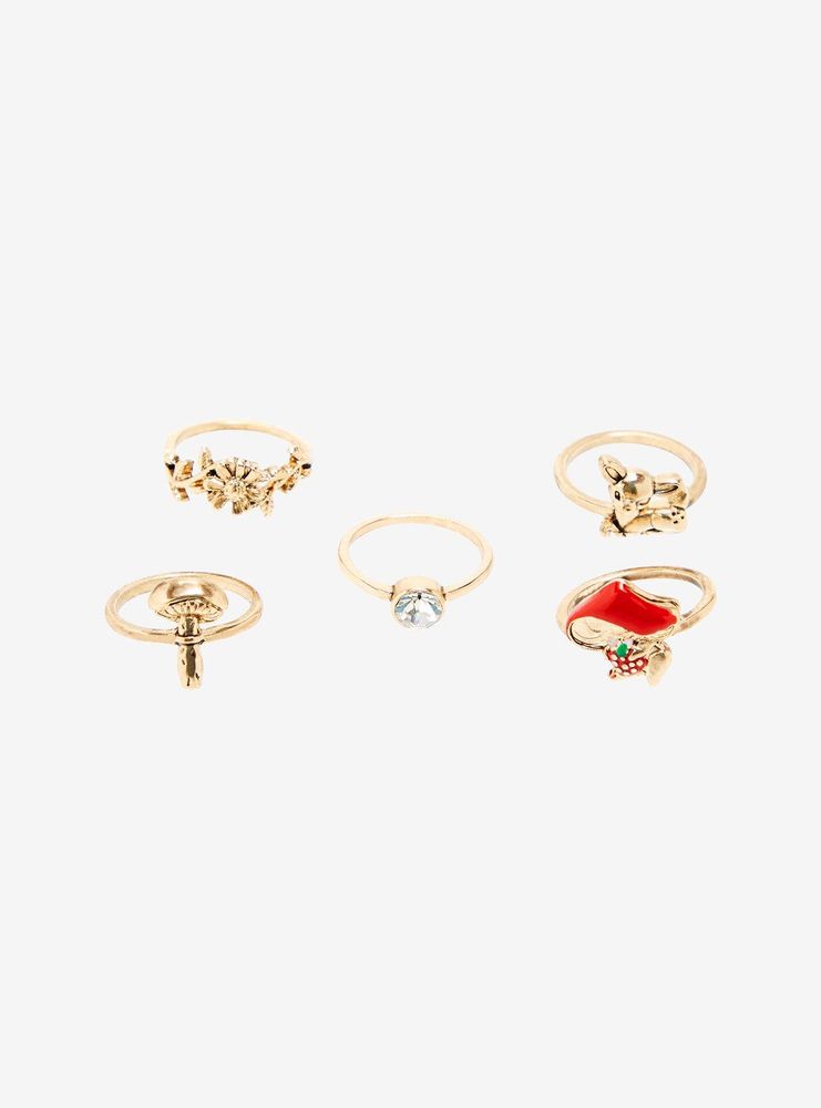 Strawberry Mushroom Floral Ring Set