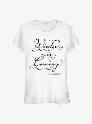 Game Of Thrones Winter Is Coming Calligraphy Girls T-Shirt
