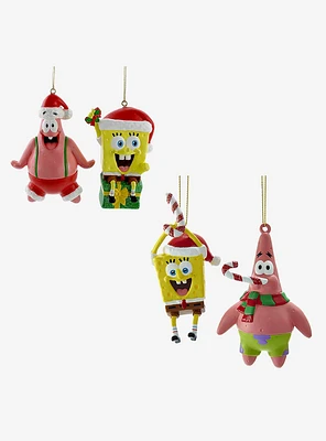 Spongebob Squarepants And Patrick Blow Mold Ornaments 4 Pc Set