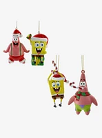 Spongebob Squarepants And Patrick Blow Mold Ornaments 4 Pc Set