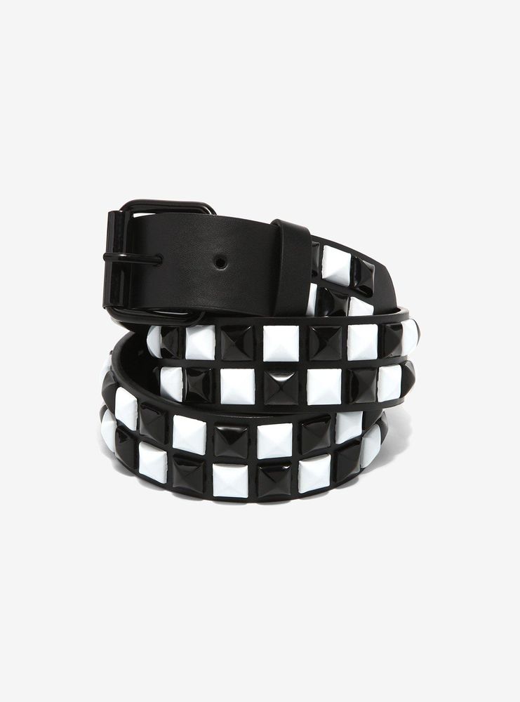 black and white studded belt