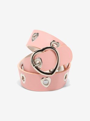 Pink Heart Grommet Belt