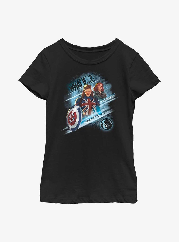 Marvel What If?? Captain Carter & Black Widow Team Up Youth Girls T-Shirt