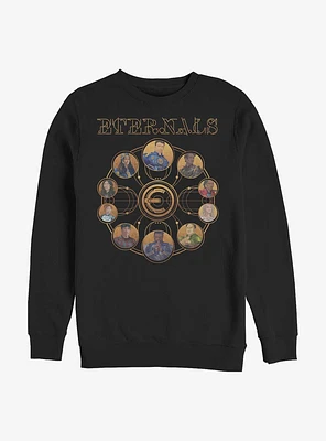 Marvel Eternals Circular Gold Heroes Crew Sweatshirt