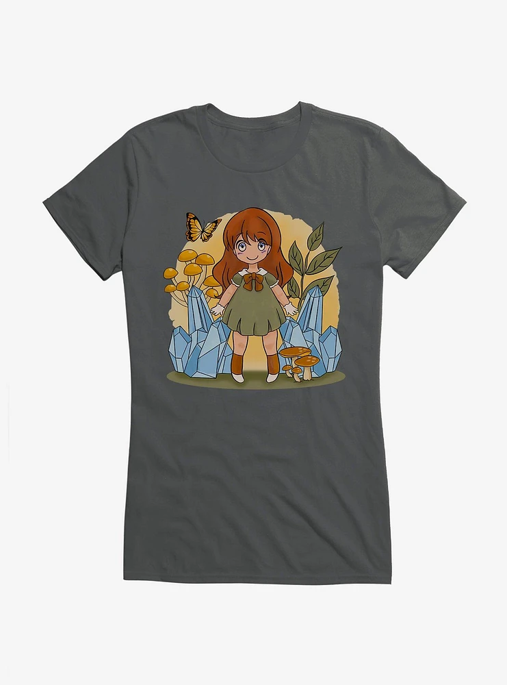 Cottagecore Crystal Mushrooms Girls T-Shirt