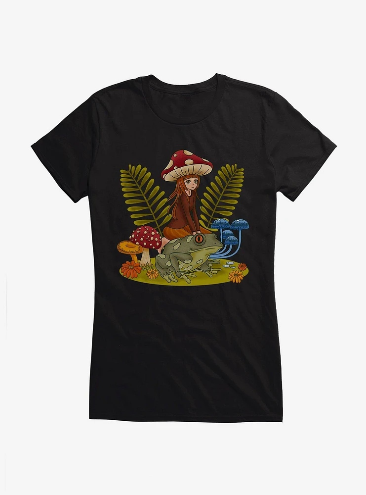 Cottagecore Frog Riding Girls T-Shirt