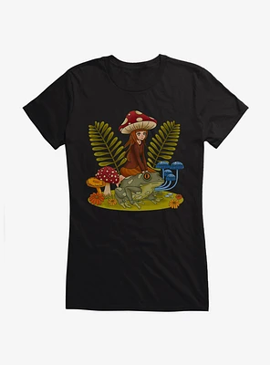 Cottagecore Frog Riding Girls T-Shirt