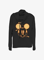 Disney Mickey Mouse Pumpkin Womens Cowlneck Long-Sleeve Top