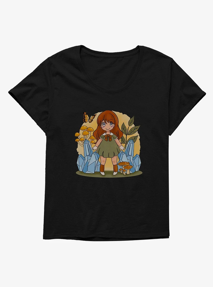 Cottagecore Crystal Mushrooms Girls T-Shirt Plus