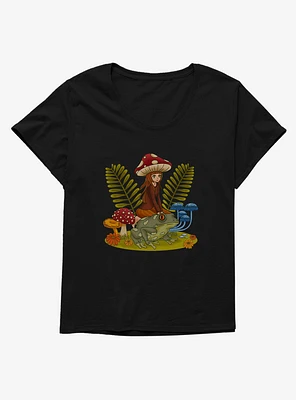 Cottagecore Frog Riding Girls T-Shirt Plus