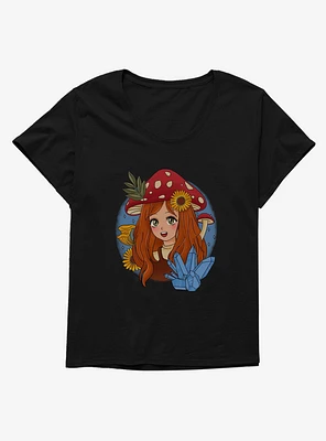 Cottagecore Mushroom Girl Girls T-Shirt Plus