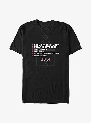 Squid Game Games List T-Shirt