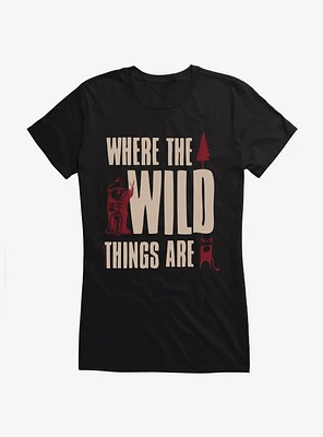 Where The Wild Things Are Bold Text Girls T-Shirt