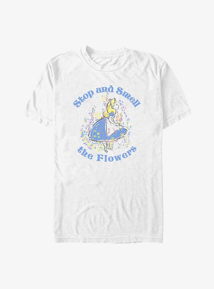 Disney Alice Wonderland Pastel Stop & Smell The Flowers T-Shirt