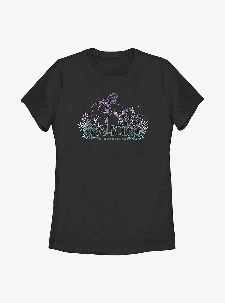 Disney Alice Wonderland Gradient & White Rabbit Womens T-Shirt