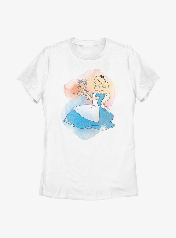 Disney Alice Wonderland Watercolor Womens T-Shirt