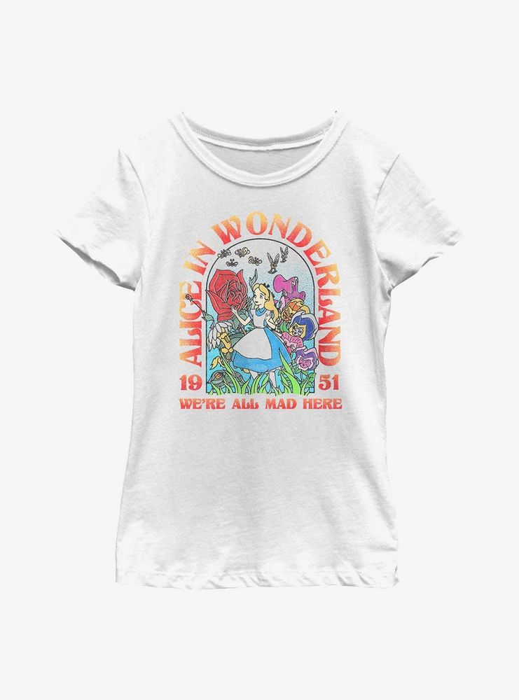 Disney Alice Wonderland 1951 We're All Mad Here Youth Girls T-Shirt