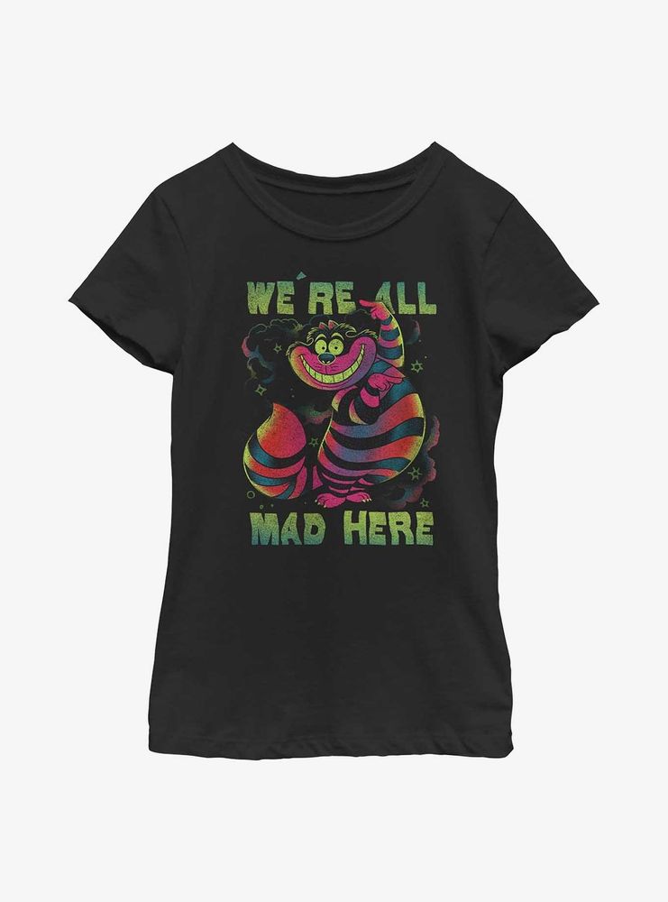 Disney Alice Wonderland Cheshire Cat All Mad Youth Girls T-Shirt