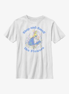 Disney Alice Wonderland Pastel Stop & Smell The Flowers Youth T-Shirt