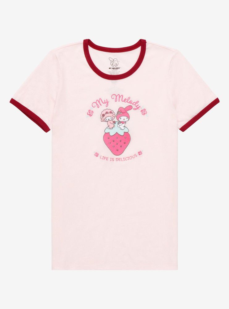 Sanrio My Melody & Sweet Piano Life is Delicious Women's Ringer T-Shirt - BoxLunch Exclusive