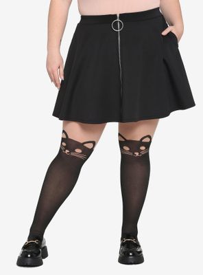 Black O-Ring Zipper Skirt Plus