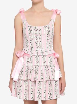 Pink Roses & Gears Corset Girls Tank Top