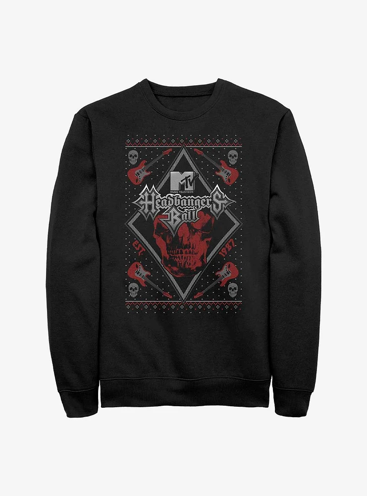 MTV Ugly Holiday Headbangers Ball Sweater Crew Sweatshirt