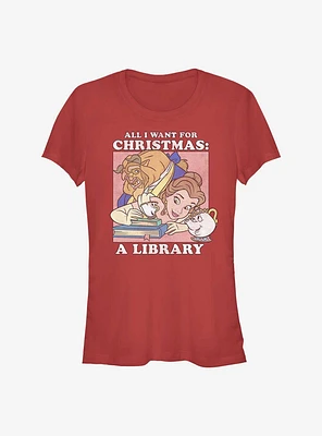 Disney Princess Belle All I Want For Christmas Girls T-Shirt