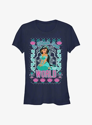 Disney Princess Jasmine World Ugly Holiday Girls T-Shirt