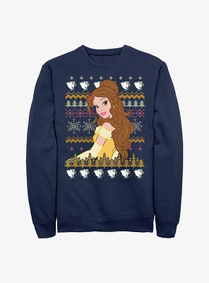 Disney Princess Belle Teacups Ugly Holiday Crew Sweatshirt