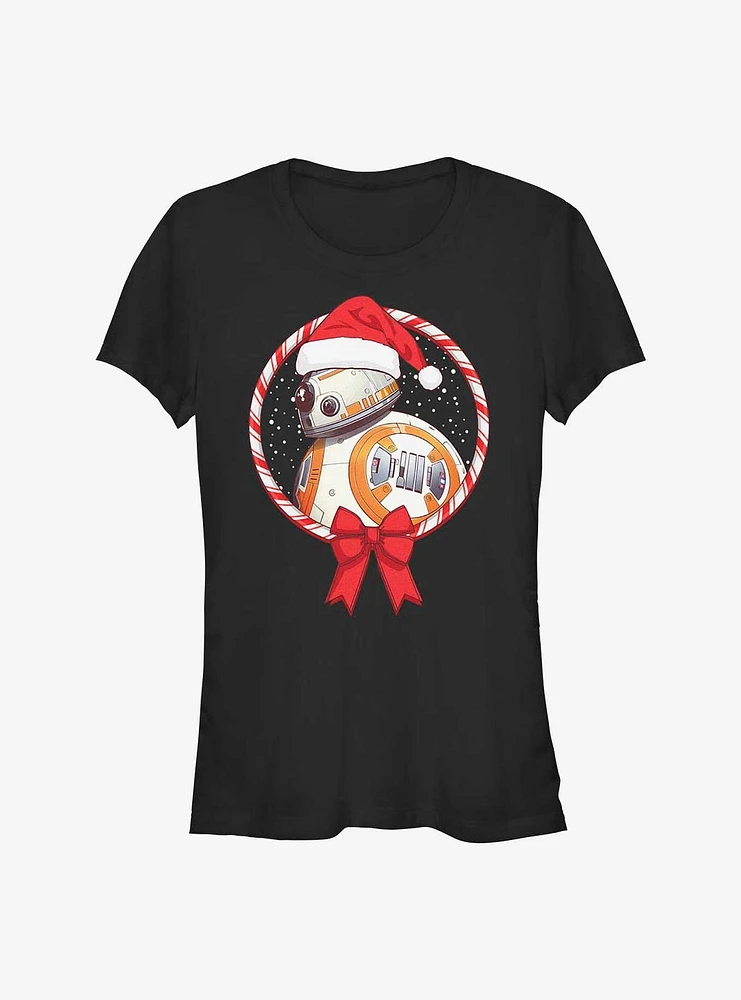 Star Wars: The Rise Of Skywalker Bb-8 Candy Cane Girls T-Shirt