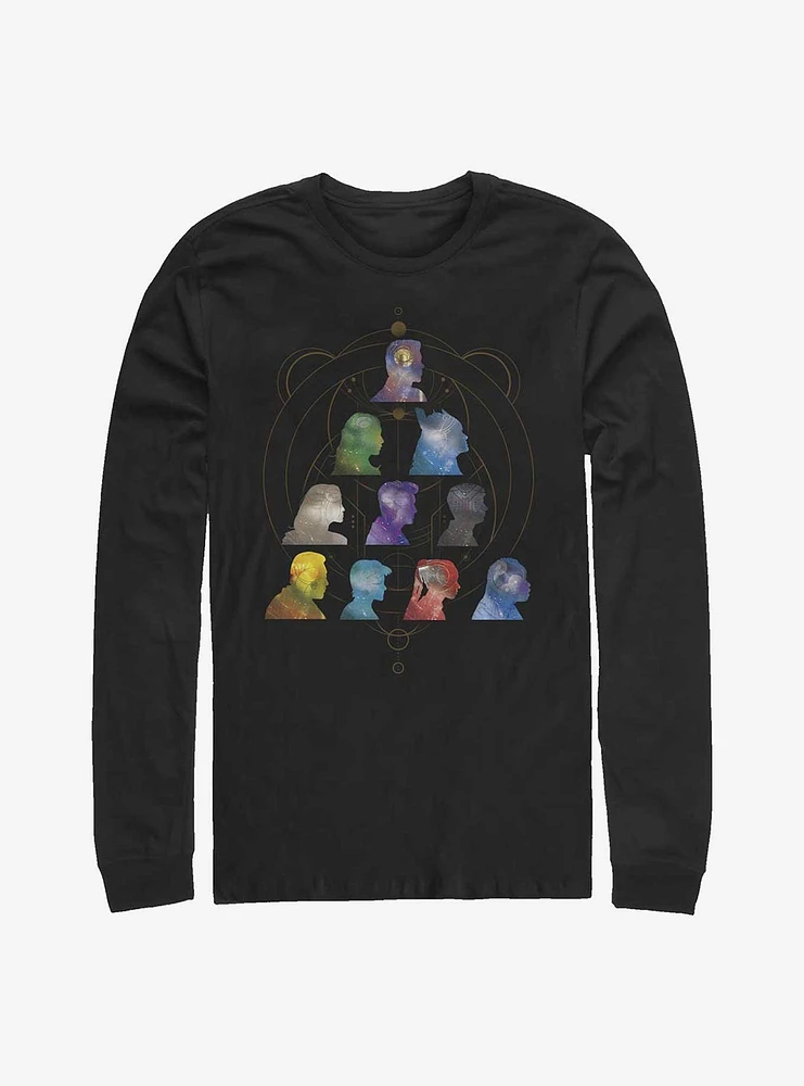 Marvel Eternals Silhouette Heads Pyramid Long-Sleeve T-Shirt