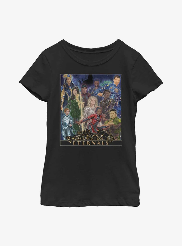 Marvel Eternals Gold Frame Poster Youth Girls T-Shirt